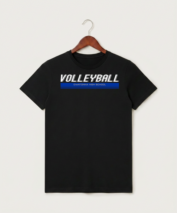 Owatonna High School Volleyball (Girls) - Black T-Shirt - Full Front