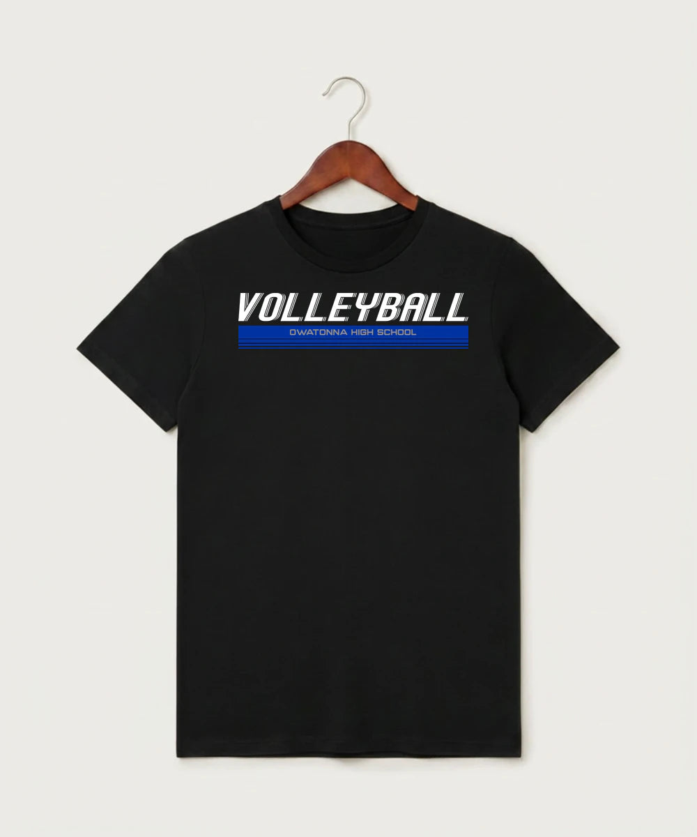 Owatonna High School Volleyball (Girls) - Black T-Shirt - Full Front