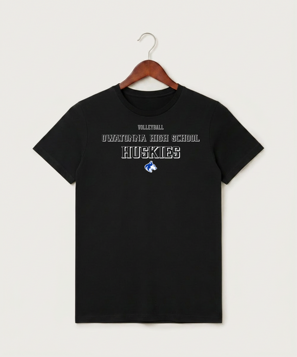Owatonna High School Volleyball (Girls) - Black T-Shirt - Full Front