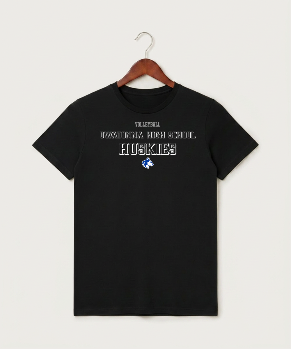 Owatonna High School Volleyball (Girls) - Black T-Shirt - Full Front