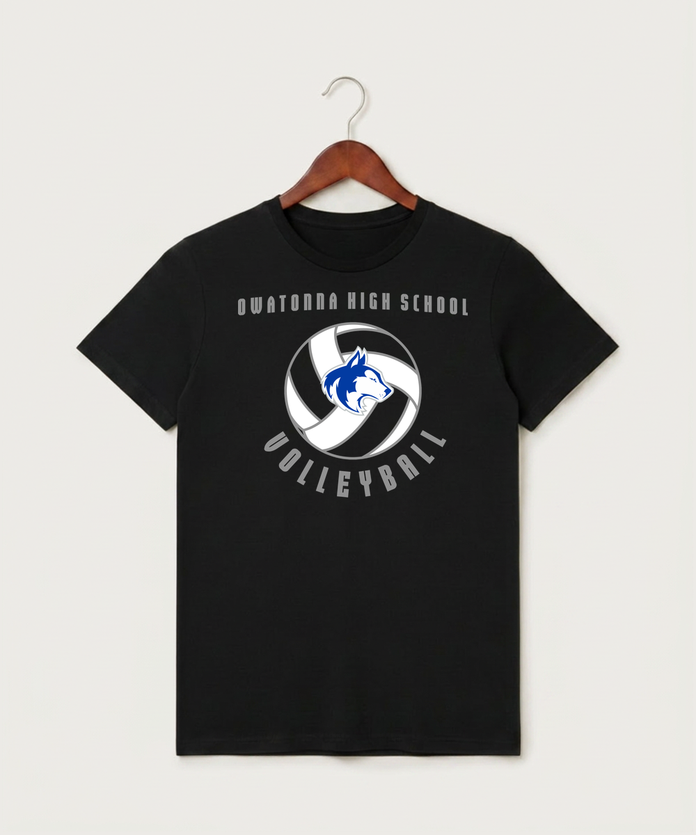 Owatonna High School Volleyball (Girls) - Black T-Shirt - Full Front
