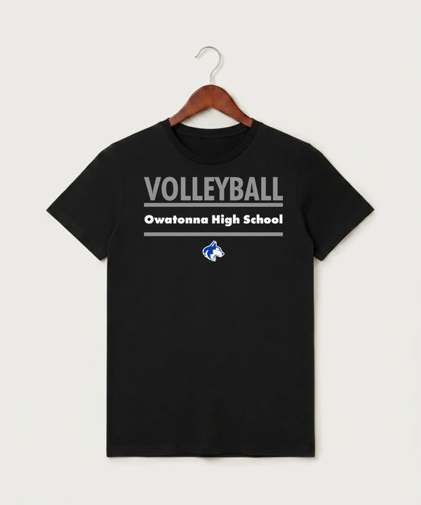 Owatonna High School Volleyball (Girls) - Black T-Shirt - Full Front