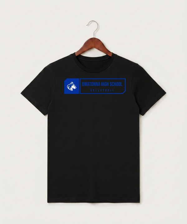 Owatonna High School Volleyball (Girls) - Black T-Shirt - Full Front