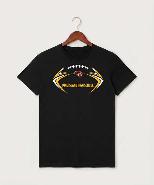 Pine Island High School Football (Boys) - Black T-Shirt - Full Front