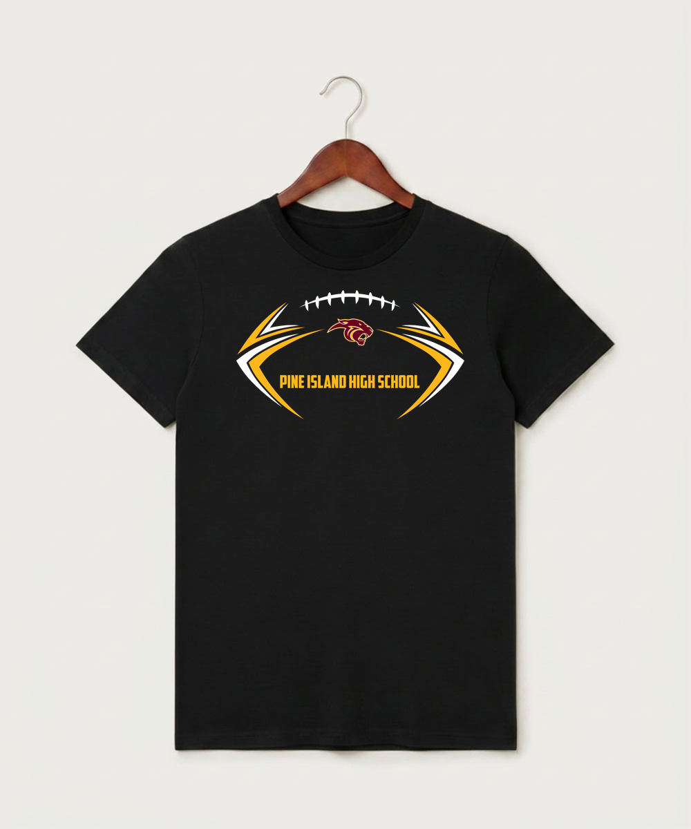 Pine Island High School Football (Boys) - Black T-Shirt - Full Front