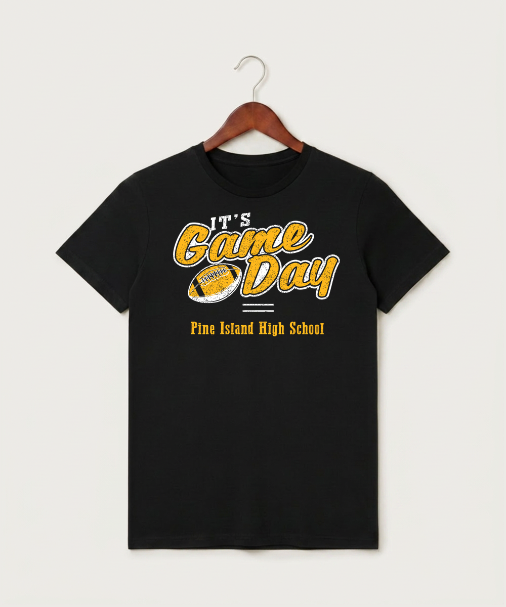 Pine Island High School Football (Boys) - Black T-Shirt - Full Front