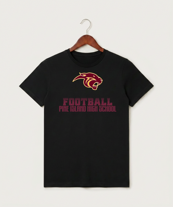 Pine Island High School Football (Boys) - Black T-Shirt - Full Front