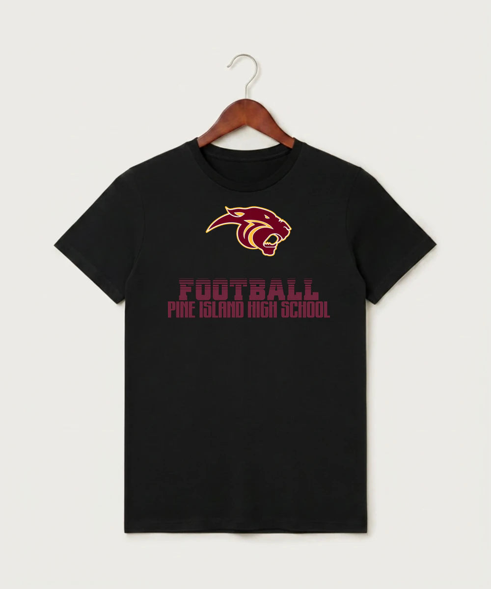 Pine Island High School Football (Boys) - Black T-Shirt - Full Front