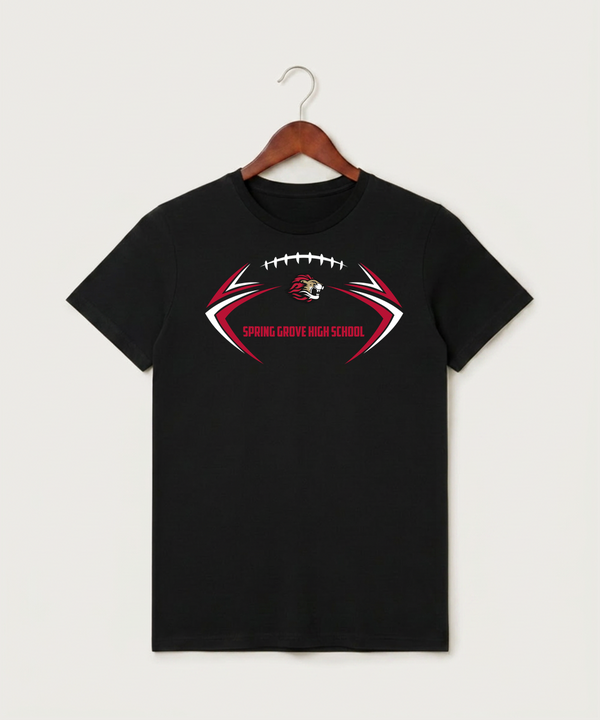 Spring Grove High School Football (Boys) - Black T-Shirt - Full Front