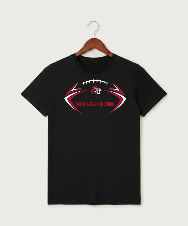 Spring Grove High School Football (Boys) - Black T-Shirt - Full Front