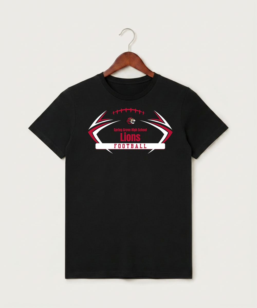 Spring Grove High School Football (Boys) - Black T-Shirt - Full Front