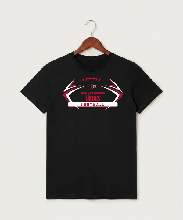 Spring Grove High School Football (Boys) - Black T-Shirt - Full Front