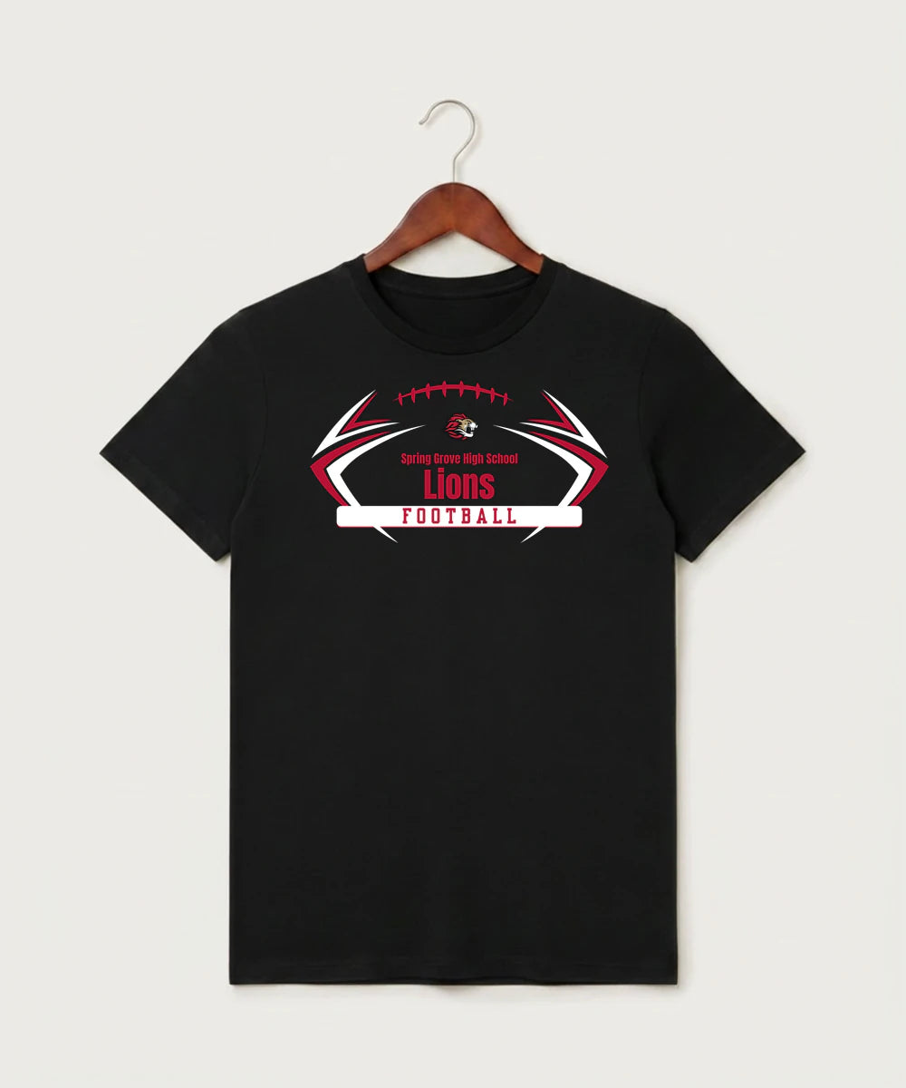 Spring Grove High School Football (Boys) - Black T-Shirt - Full Front