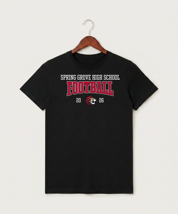 Spring Grove High School Football (Boys) - Black T-Shirt - Full Front