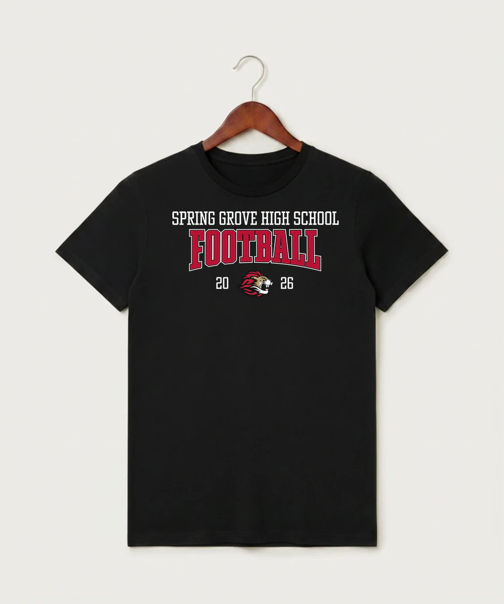 Spring Grove High School Football (Boys) - Black T-Shirt - Full Front