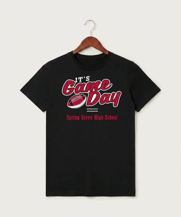 Spring Grove High School Football (Boys) - Black T-Shirt - Full Front
