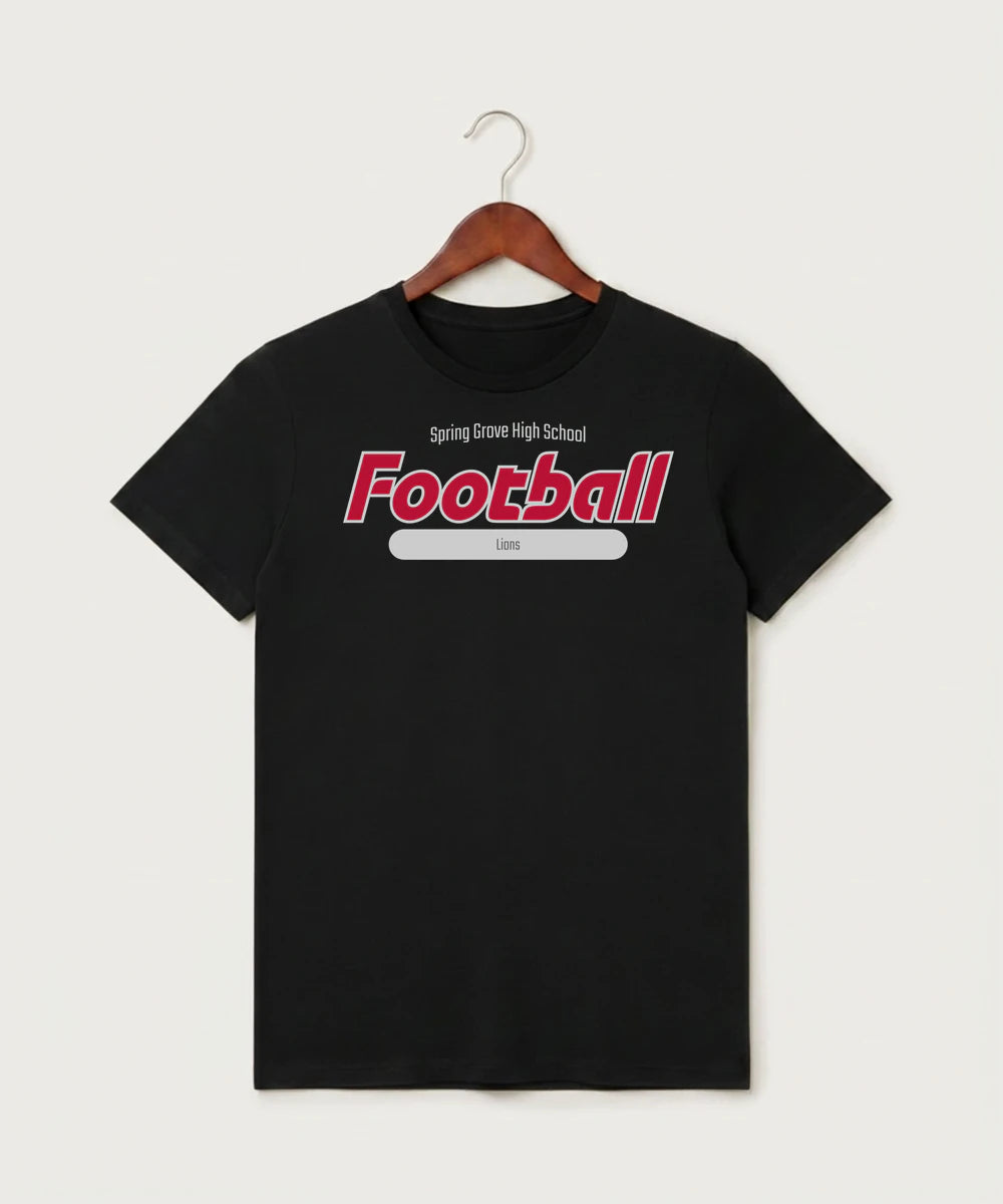 Spring Grove High School Football (Boys) - Black T-Shirt - Full Front