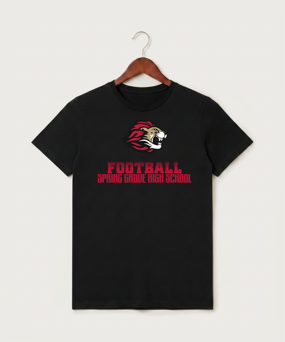 Spring Grove High School Football (Boys) - Black T-Shirt - Full Front
