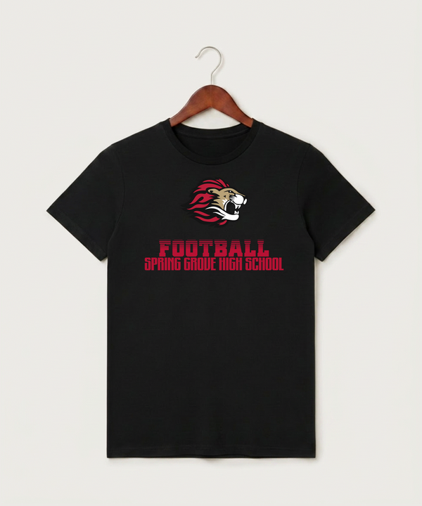 Spring Grove High School Football (Boys) - Black T-Shirt - Full Front