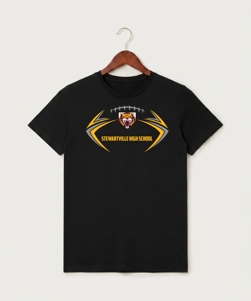 Stewartville High School Football (Boys) - Black T-Shirt - Full Front