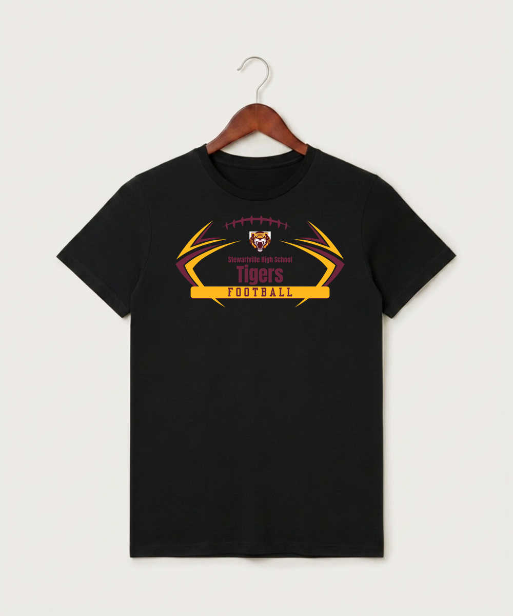 Stewartville High School Football (Boys) - Black T-Shirt - Full Front