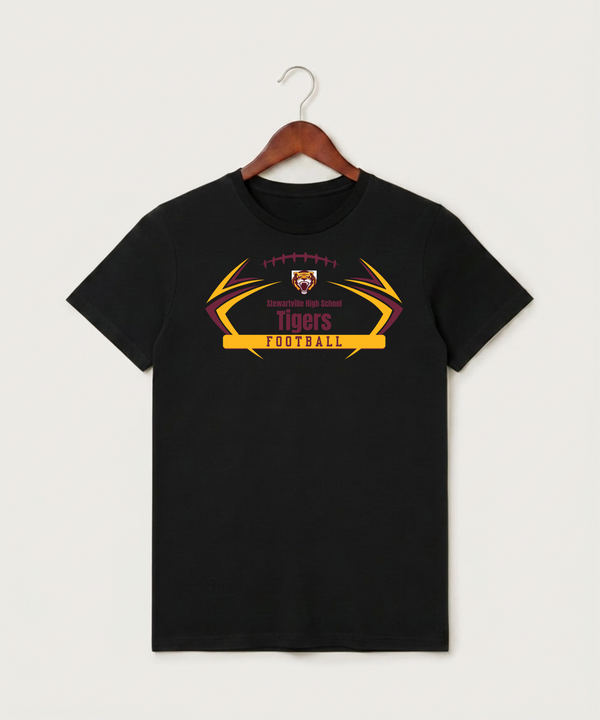 Stewartville High School Football (Boys) - Black T-Shirt - Full Front