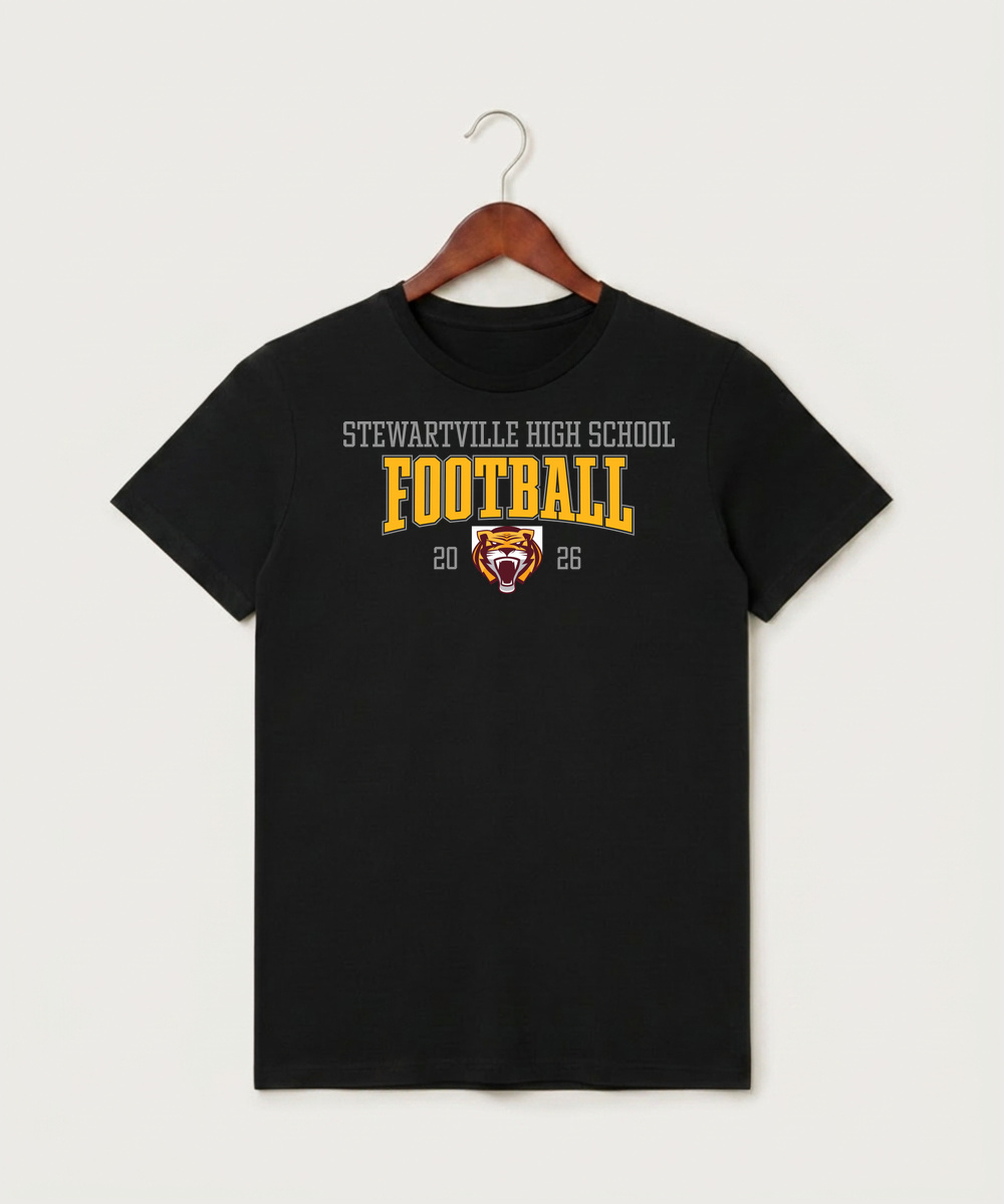 Stewartville High School Football (Boys) - Black T-Shirt - Full Front