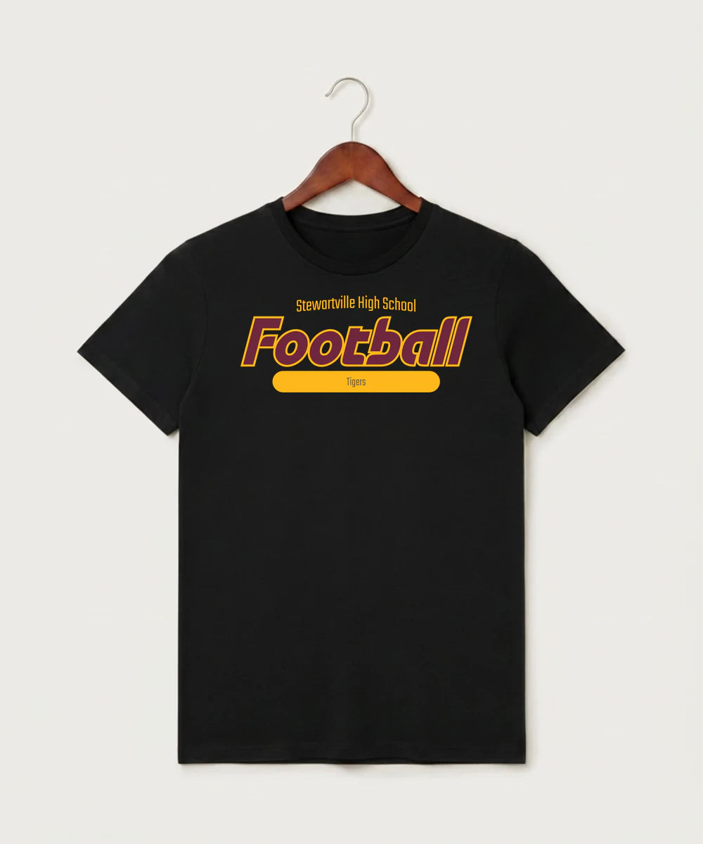 Stewartville High School Football (Boys) - Black T-Shirt - Full Front
