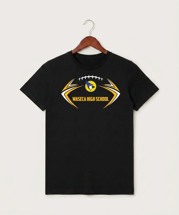 Waseca High School Football (Boys) - Black T-Shirt - Full Front