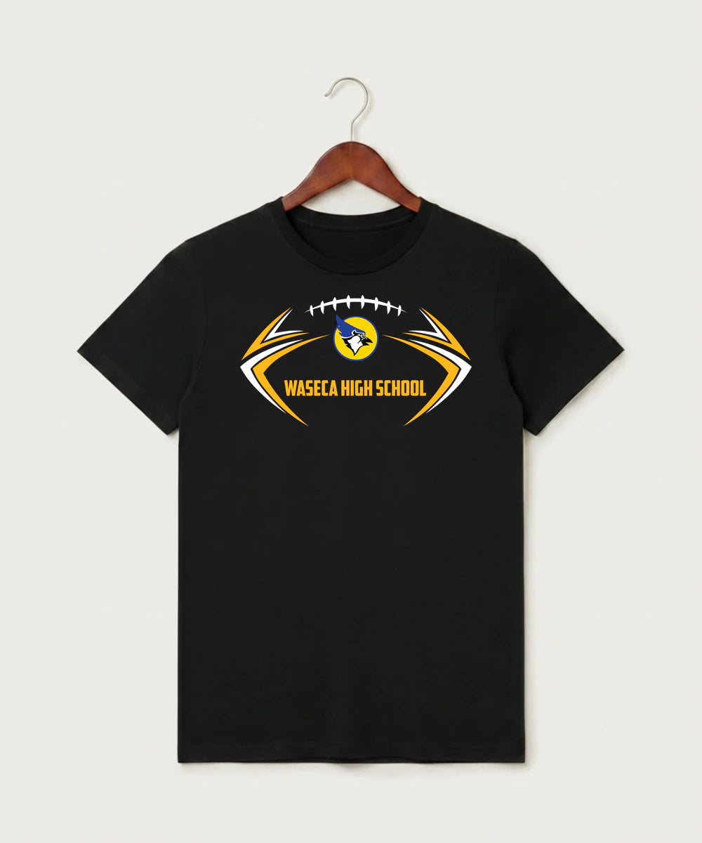Waseca High School Football (Boys) - Black T-Shirt - Full Front