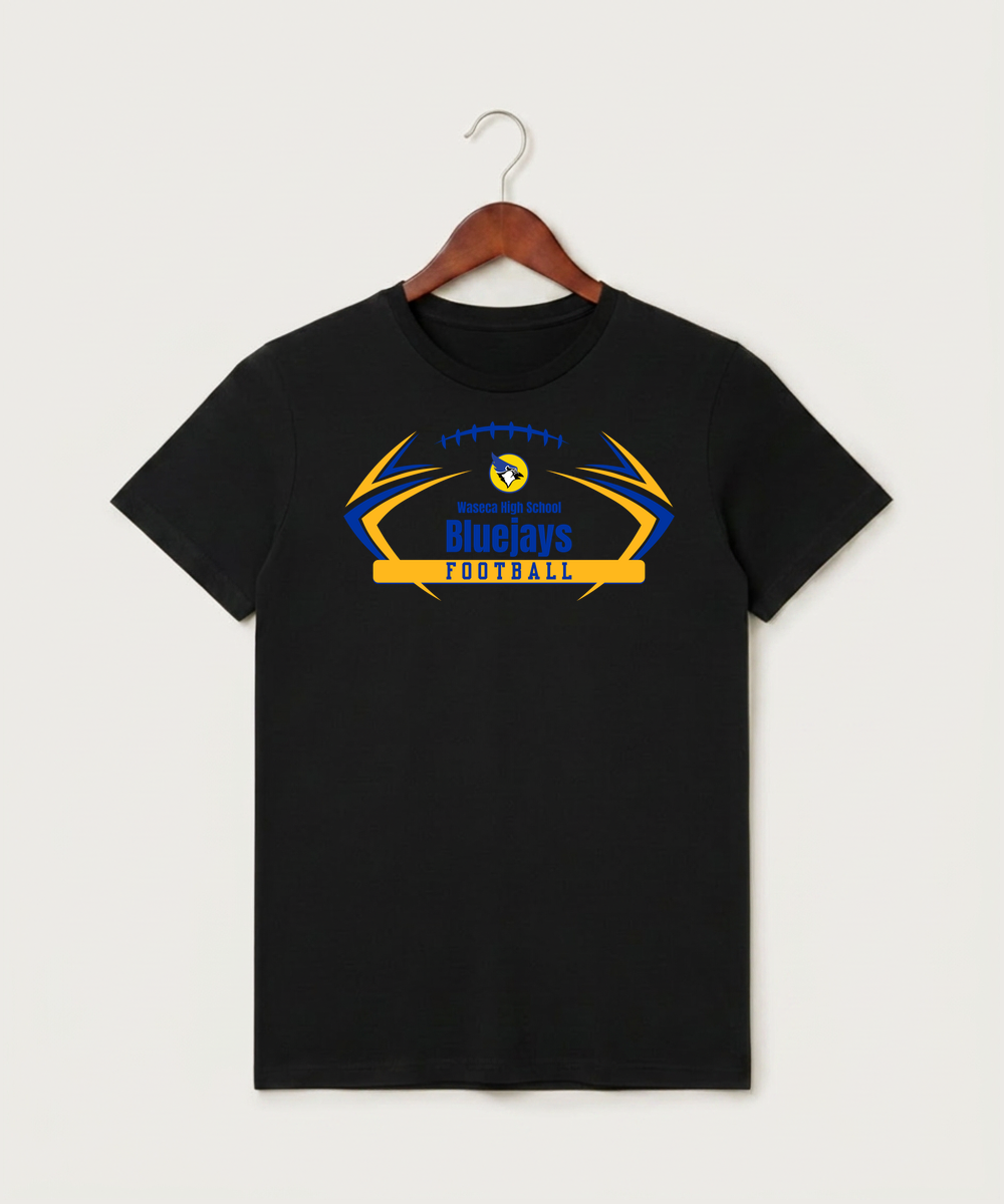 Waseca High School Football (Boys) - Black T-Shirt - Full Front