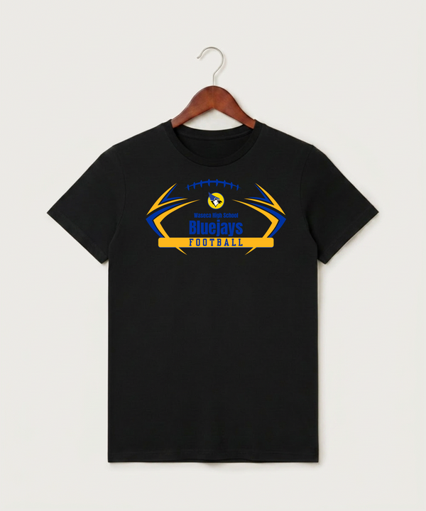 Waseca High School Football (Boys) - Black T-Shirt - Full Front