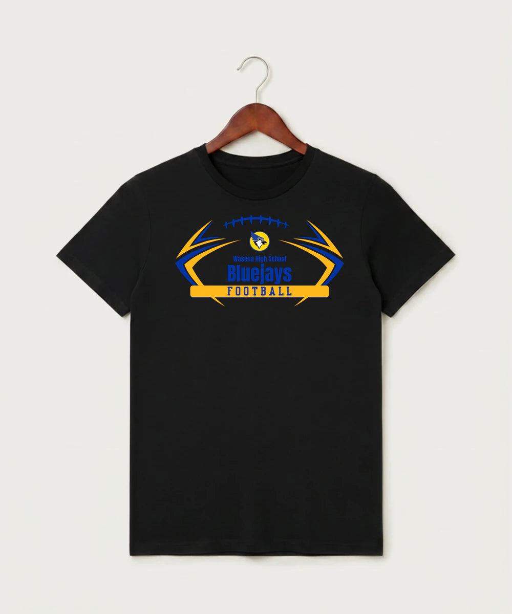 Waseca High School Football (Boys) - Black T-Shirt - Full Front