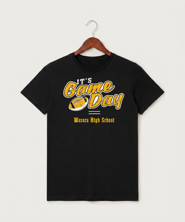 Waseca High School Football (Boys) - Black T-Shirt - Full Front