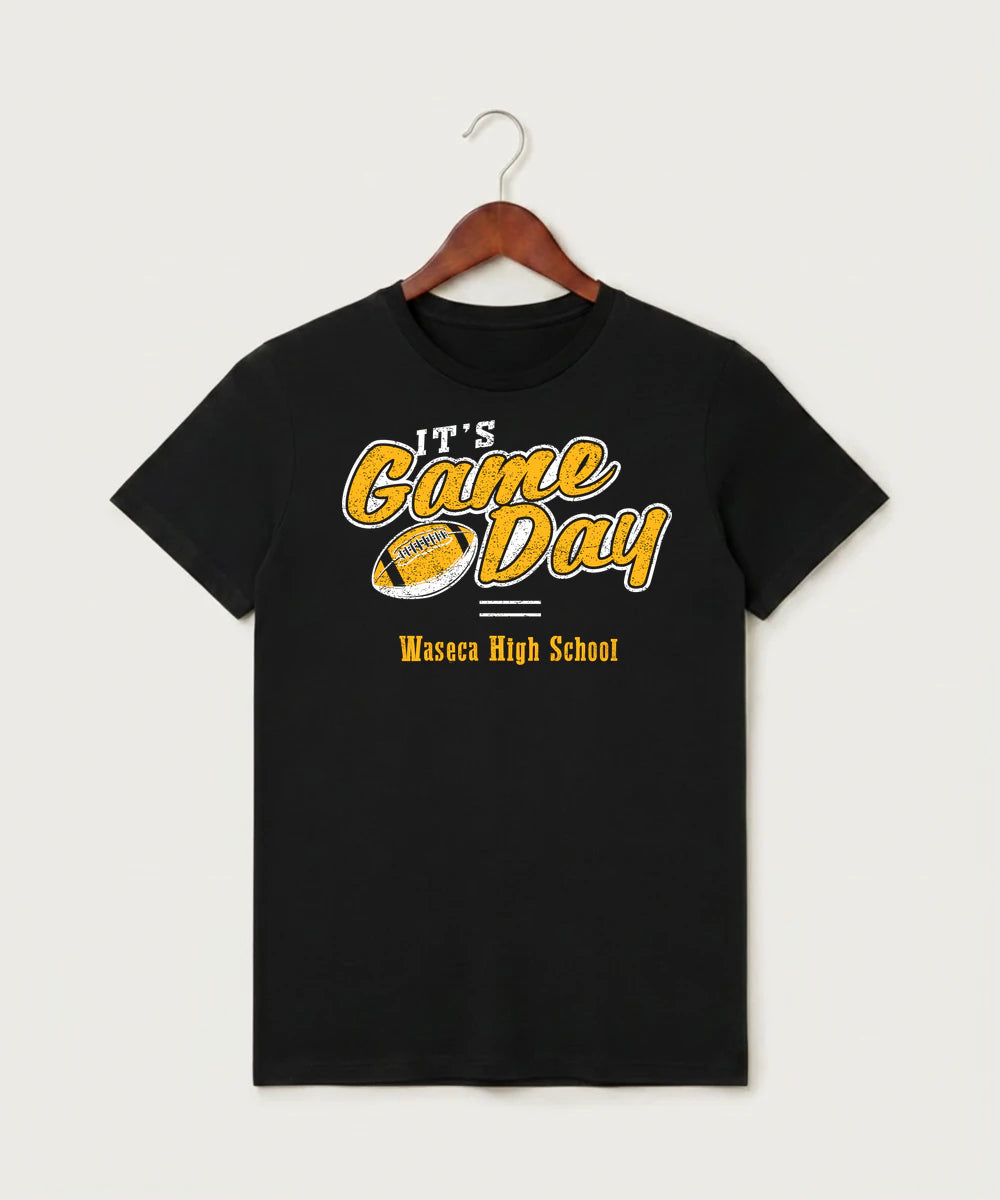 Waseca High School Football (Boys) - Black T-Shirt - Full Front