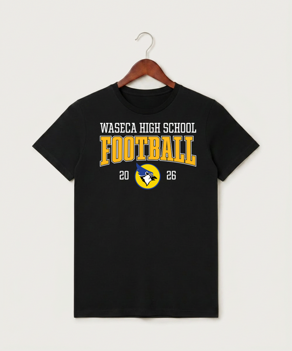Waseca High School Football (Boys) - Black T-Shirt - Full Front
