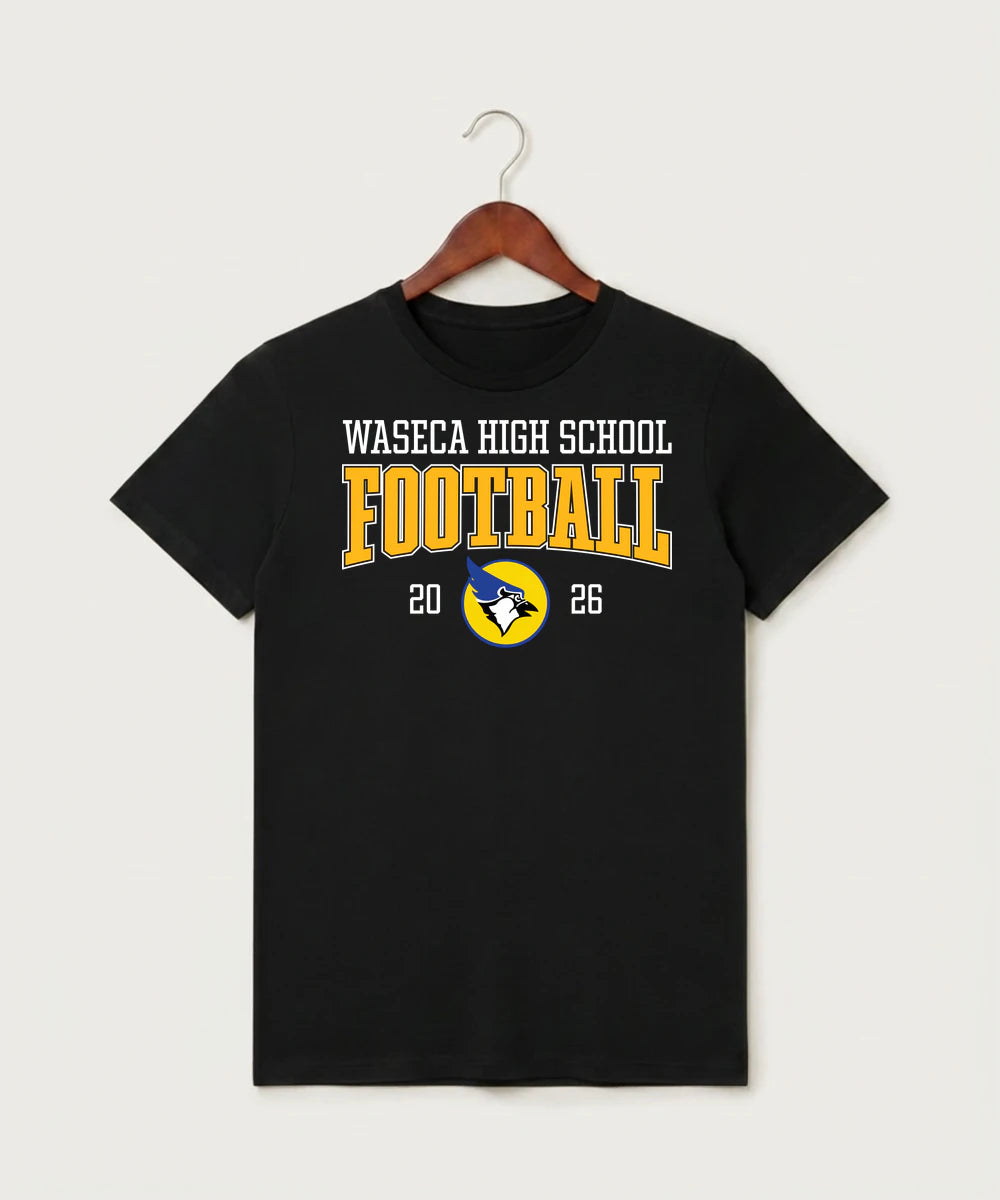 Waseca High School Football (Boys) - Black T-Shirt - Full Front