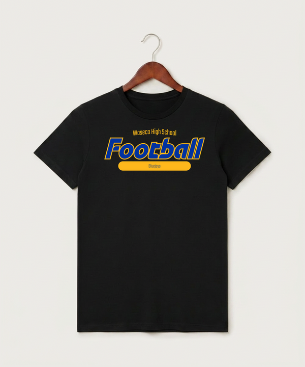 Waseca High School Football (Boys) - Black T-Shirt - Full Front
