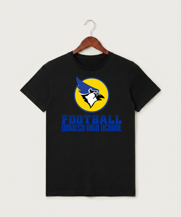 Waseca High School Football (Boys) - Black T-Shirt - Full Front