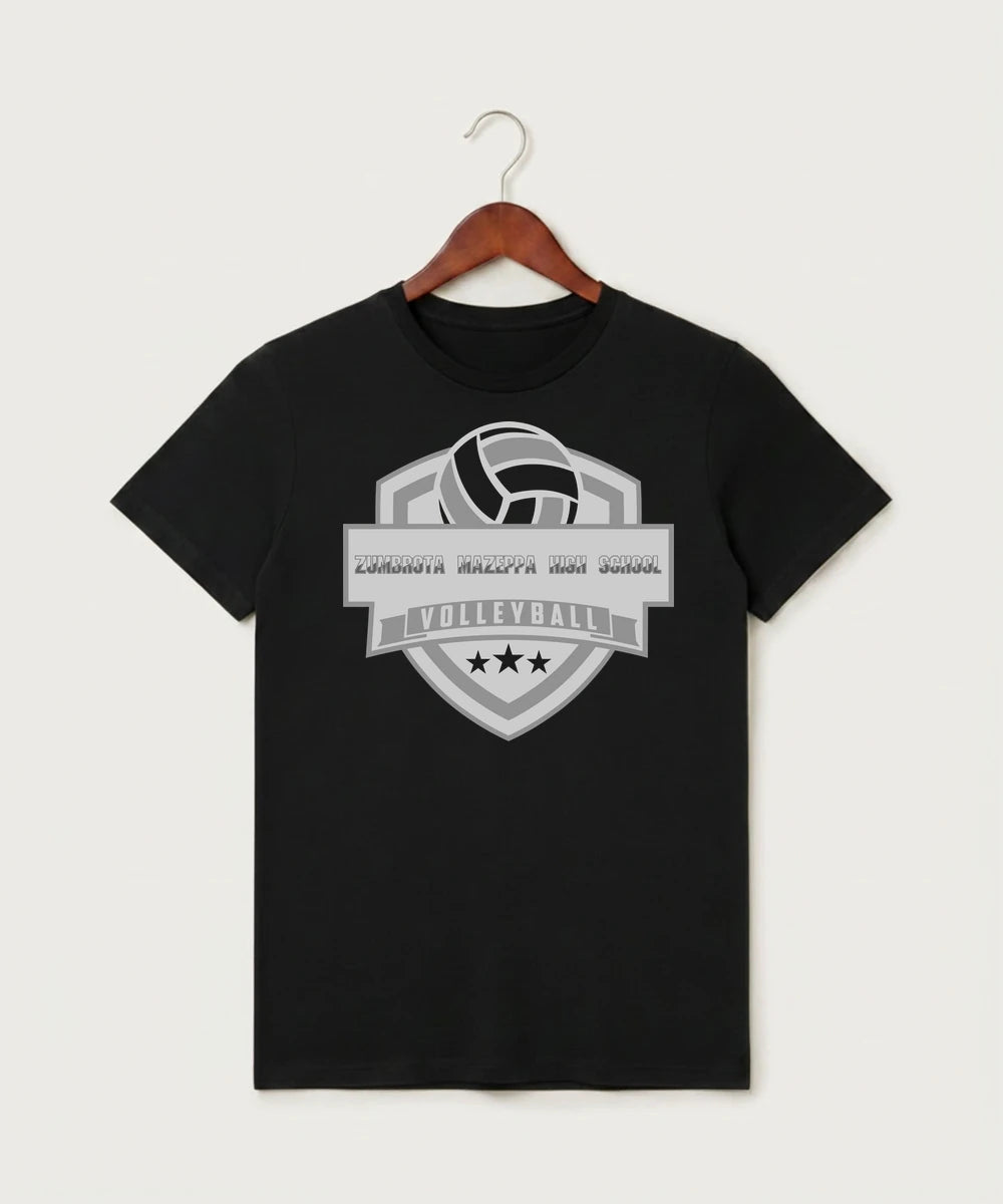 Zumbrota Mazeppa High School Volleyball (Girls) - Black T-Shirt - Full Front