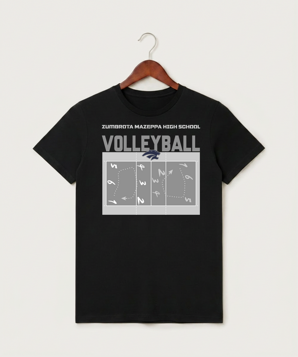 Zumbrota Mazeppa High School Volleyball (Girls) - Black T-Shirt - Full Front