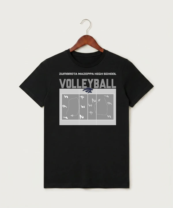 Zumbrota Mazeppa High School Volleyball (Girls) - Black T-Shirt - Full Front