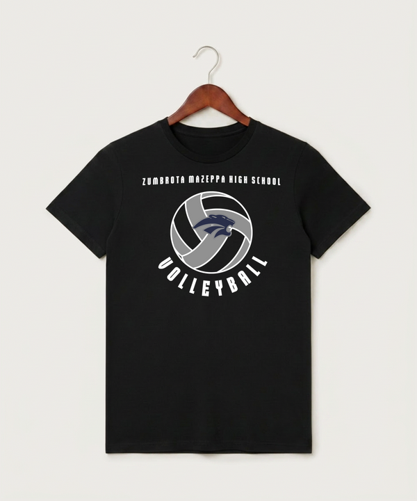 Zumbrota Mazeppa High School Volleyball (Girls) - Black T-Shirt - Full Front