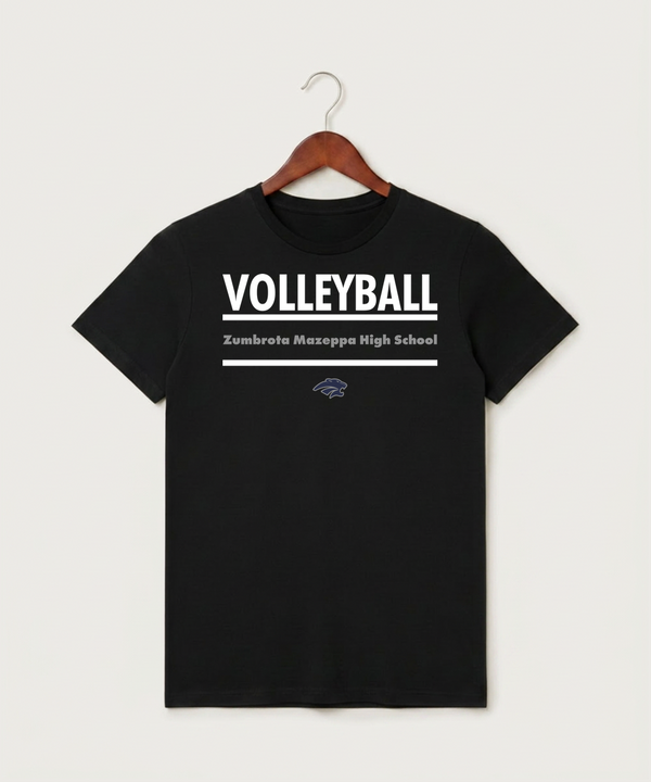 Zumbrota Mazeppa High School Volleyball (Girls) - Black T-Shirt - Full Front