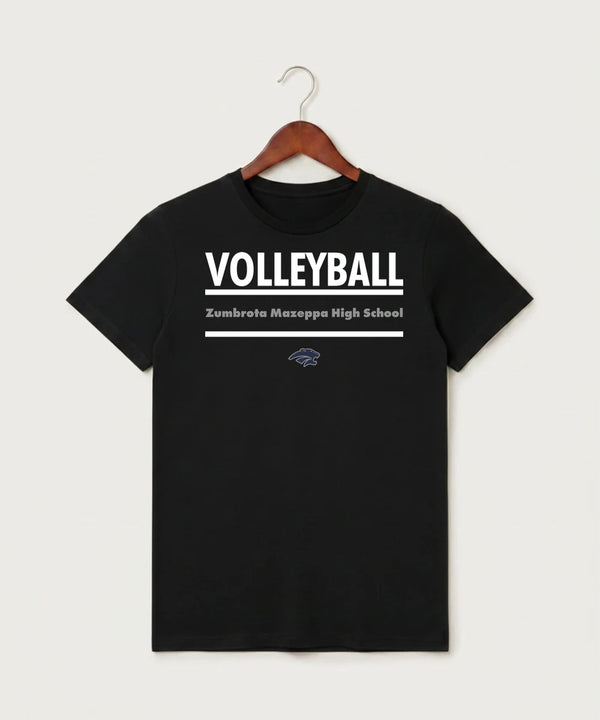 Zumbrota Mazeppa High School Volleyball (Girls) - Black T-Shirt - Full Front