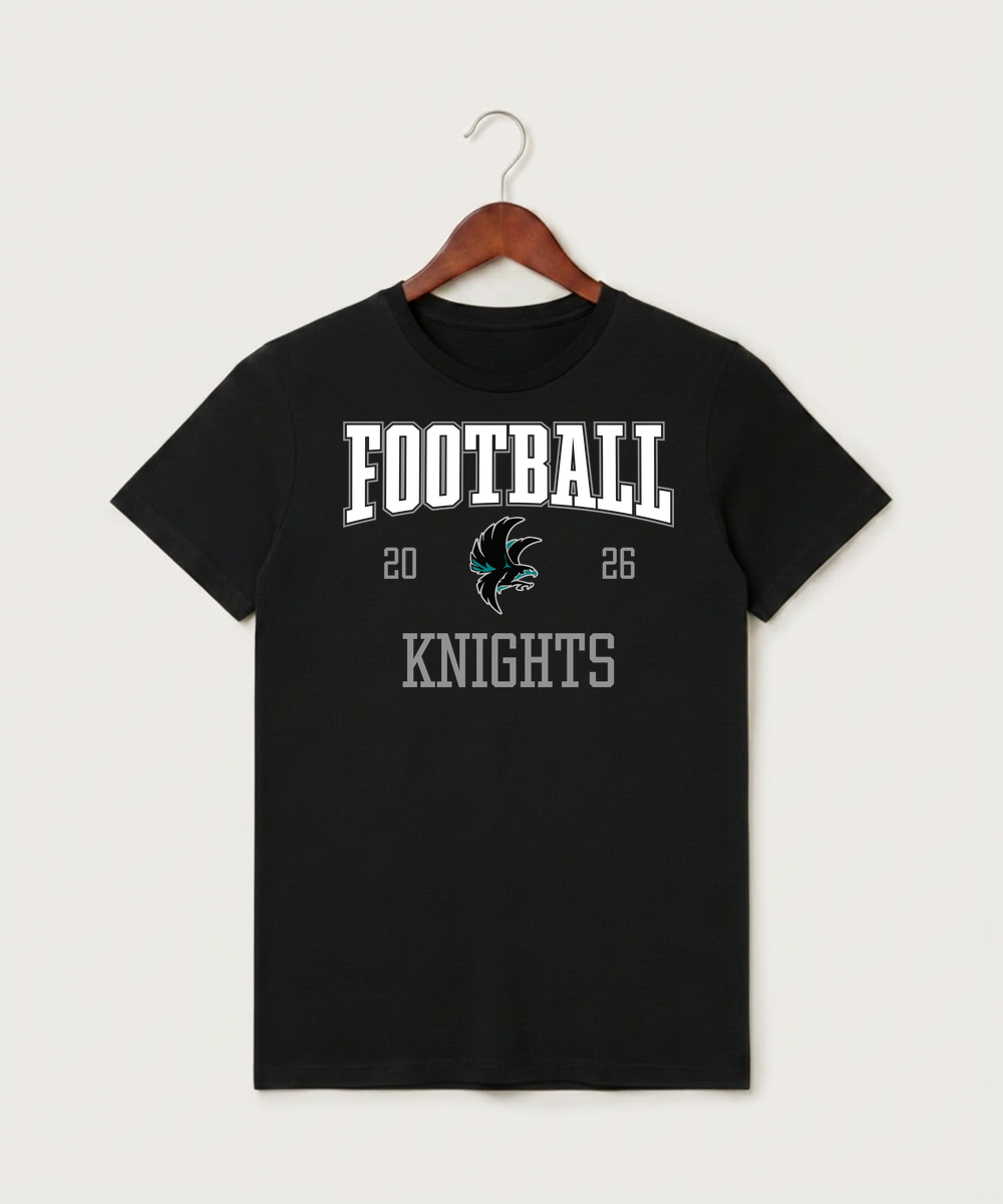 Alden-Conger-Glenville Emmons High School Football (Boys) - Black T-Shirt - Full Front