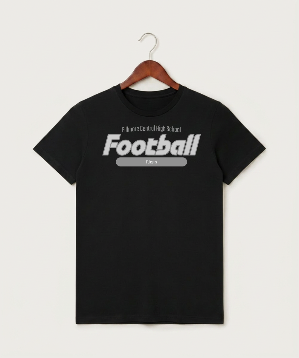 Fillmore Central High School Football (Boys) - Black T-Shirt - Full Front