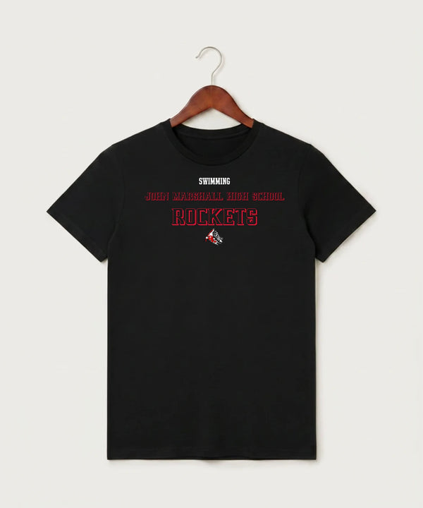 John Marshall High School Swim Dive Girls - Black T-Shirt - Full Front