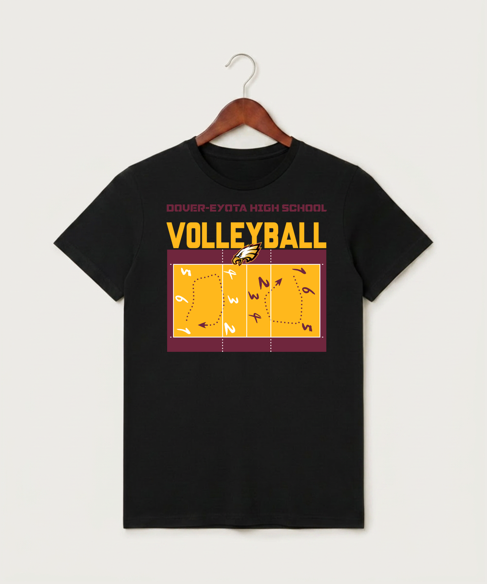 Dover-Eyota High School Volleyball (Girls) - Black T-Shirt - Full Front