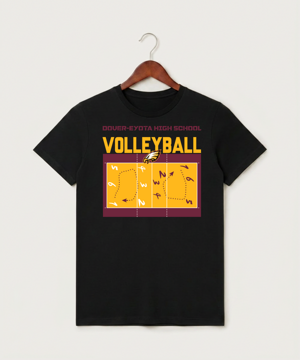 Dover-Eyota High School Volleyball (Girls) - Black T-Shirt - Full Front